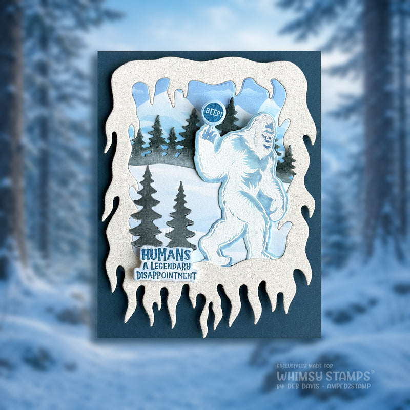 Whimsy Stamps Big Foot Assquatch Clear Stamps cwsd373b snow yeti card