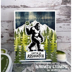 Whimsy Stamps Big Foot Assquatch Outline Dies wsd056 pine trees card