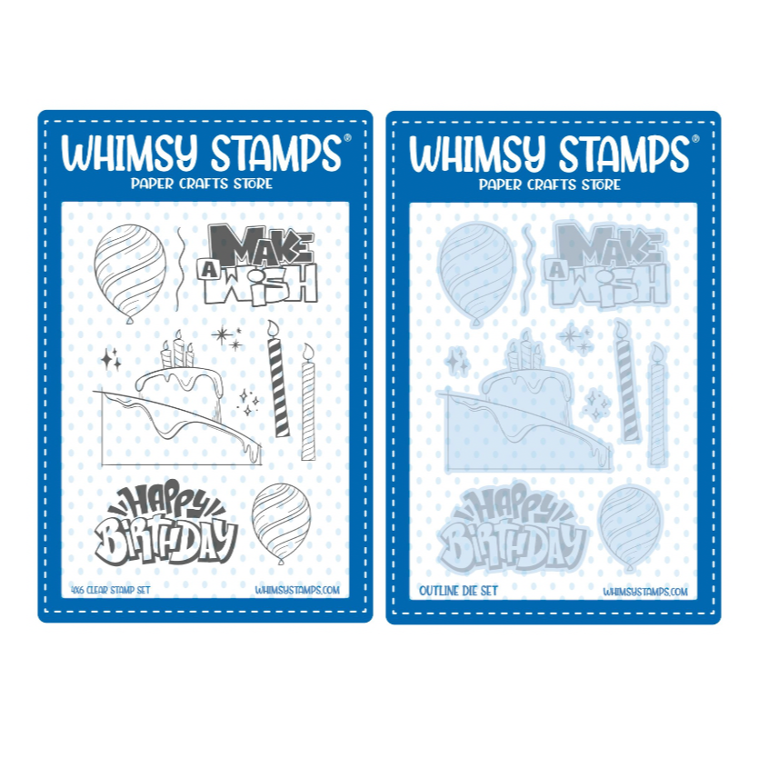 Whimsy Stamps Birthday Sketch Clear Stamp and Die Set