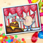 Whimsy Stamps Birthday Sketch Clear Stamp and Die Set red