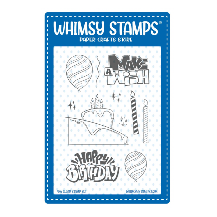 Whimsy Stamps Birthday Sketch Clear Stamps cwsd312a