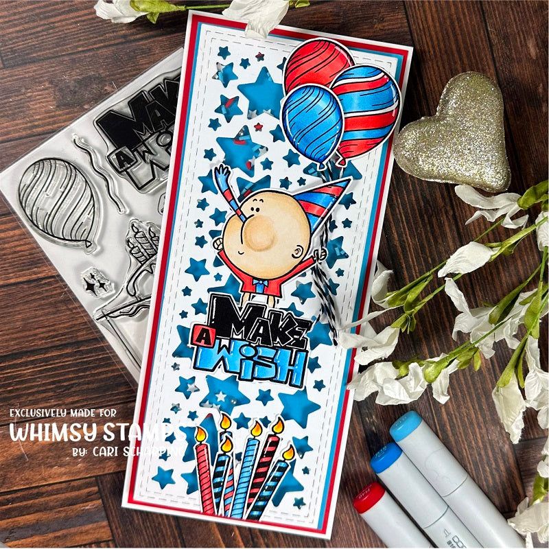 Whimsy Stamps Birthday Sketch Clear Stamps cwsd312a make a wish