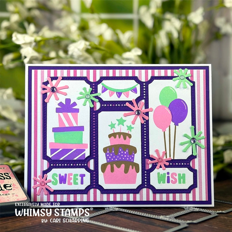 Whimsy Stamps Birthday Wishes Stencil and Die Set balloons