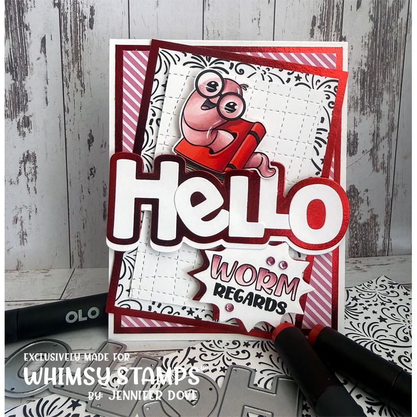 Whimsy Stamps Bookworm Clear Stamps khb124a hello card