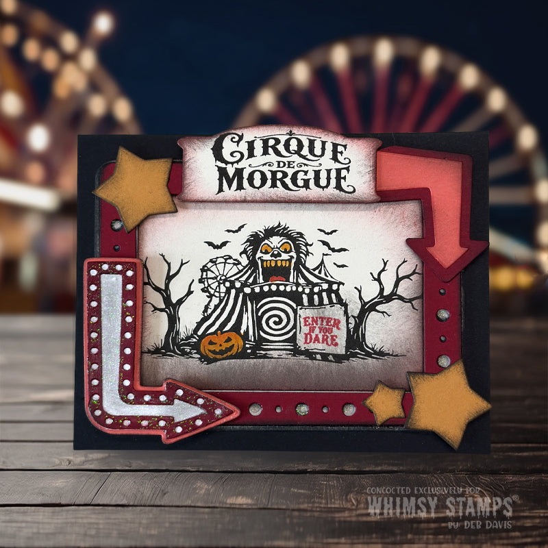 Whimsy Stamps Build a Marquee Dies wsd065 scary clown card
