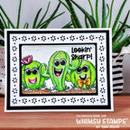 Whimsy Stamps Cactus Cuties Clear Stamps khb121a black white flowers card