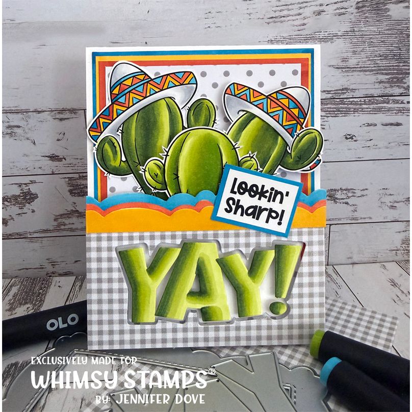 Whimsy Stamps Cactus Cuties Clear Stamps khb121a festive colors yay card