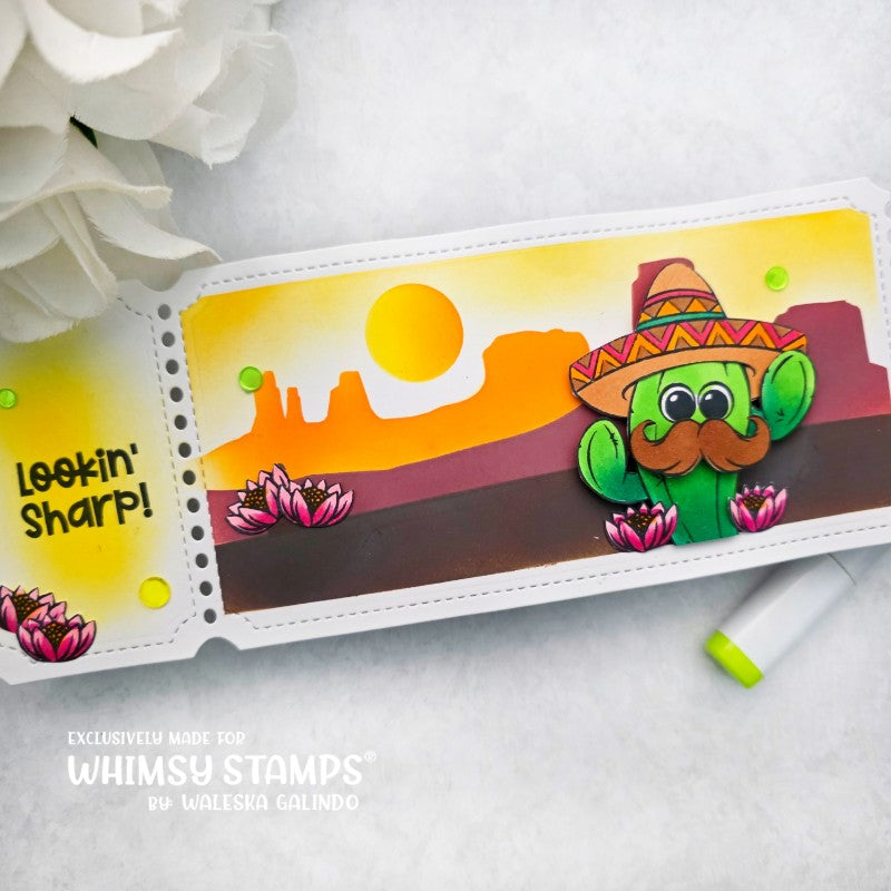 Whimsy Stamps Cactus Cuties Clear Stamps khb121a mountain sunset card