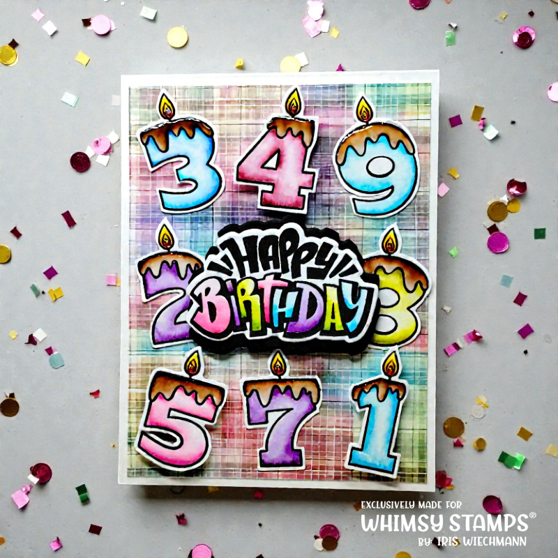 Whimsy Stamps Candle Numbers Clear Stamps khb146a happy birthday