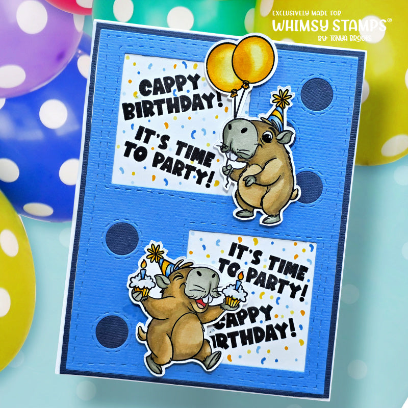 Whimsy Stamps Cappy Birthday Clear Stamps khb137a balloons