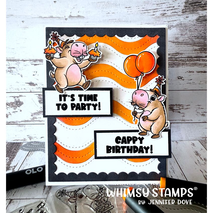 Whimsy Stamps Cappy Birthday Clear Stamps khb137a stripes