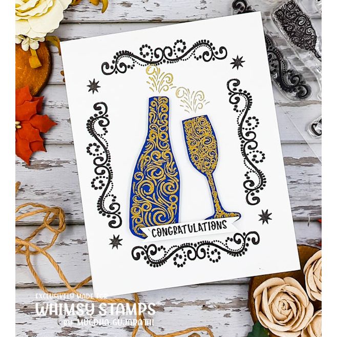 Whimsy Stamps Celebrate Champagne Clear Stamps cwsd382a congrats