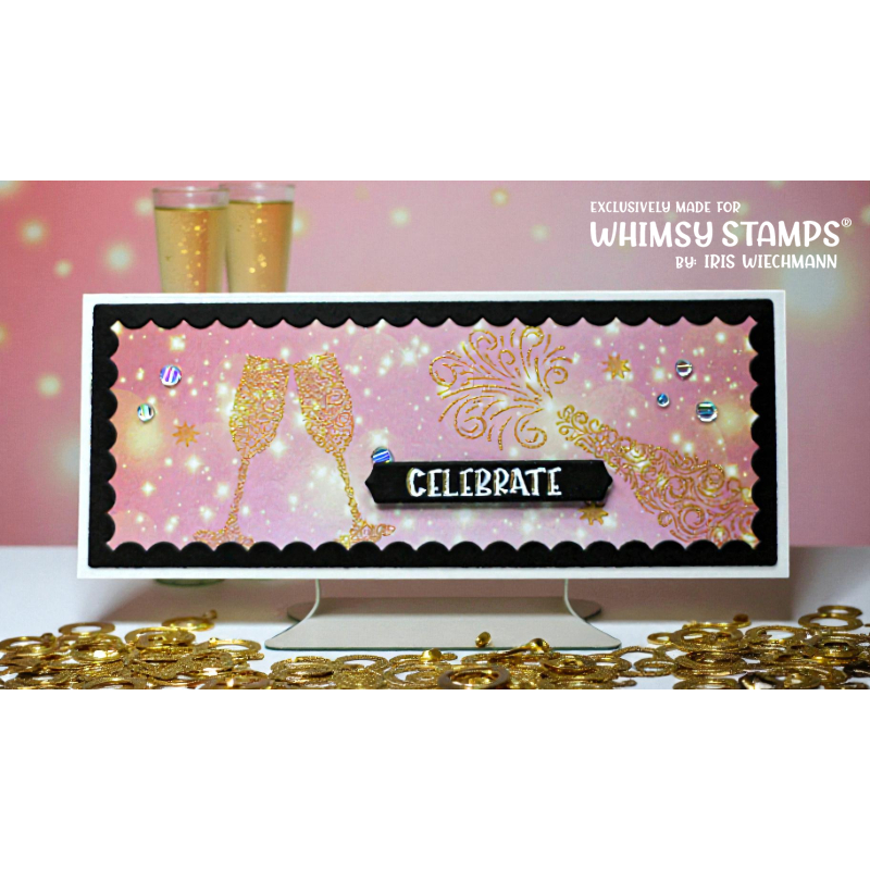 Whimsy Stamps Celebrate Champagne Clear Stamps cwsd382a pink