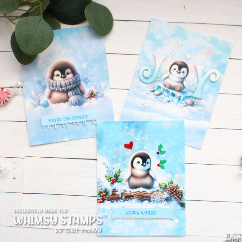 Whimsy Stamps Chilly Penguins Quick Card Fronts wsqcf-42 happy winter