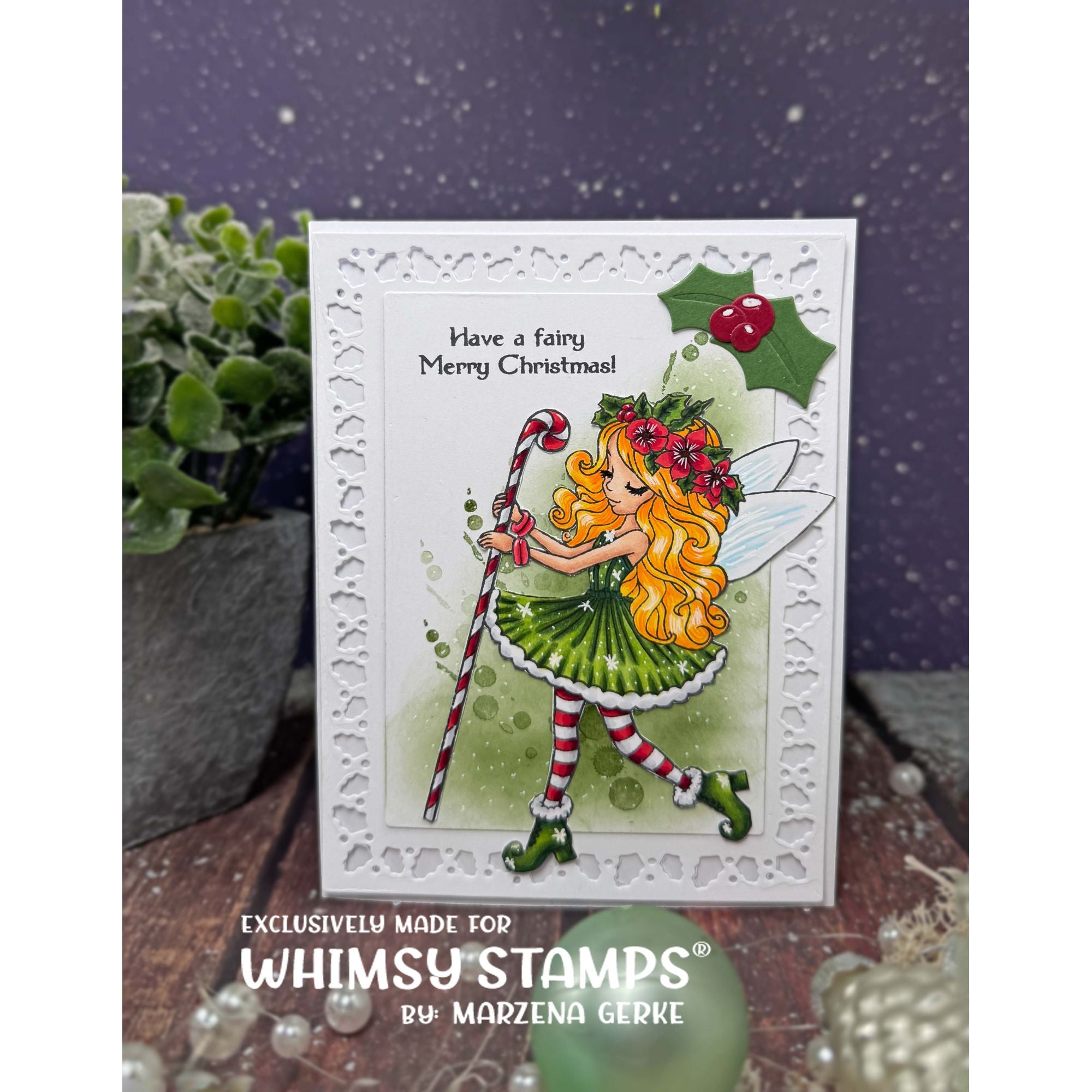 Whimsy Stamps Christmas Fairy Wishes Clear Stamps c1226a merry christmas