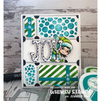 Whimsy Stamps Christmas Greetings Fairies Clear Stamp and Die Set stripes