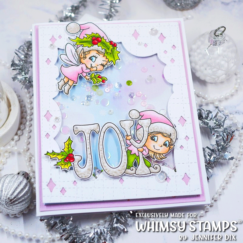 Whimsy Stamps Christmas Greetings Fairies Clear Stamps c1283a berries