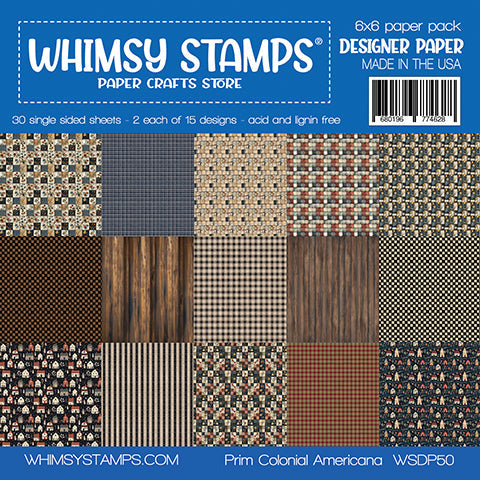 Whimsy Stamps Colonial Americana 6x6 inch Paper Pack wspd50