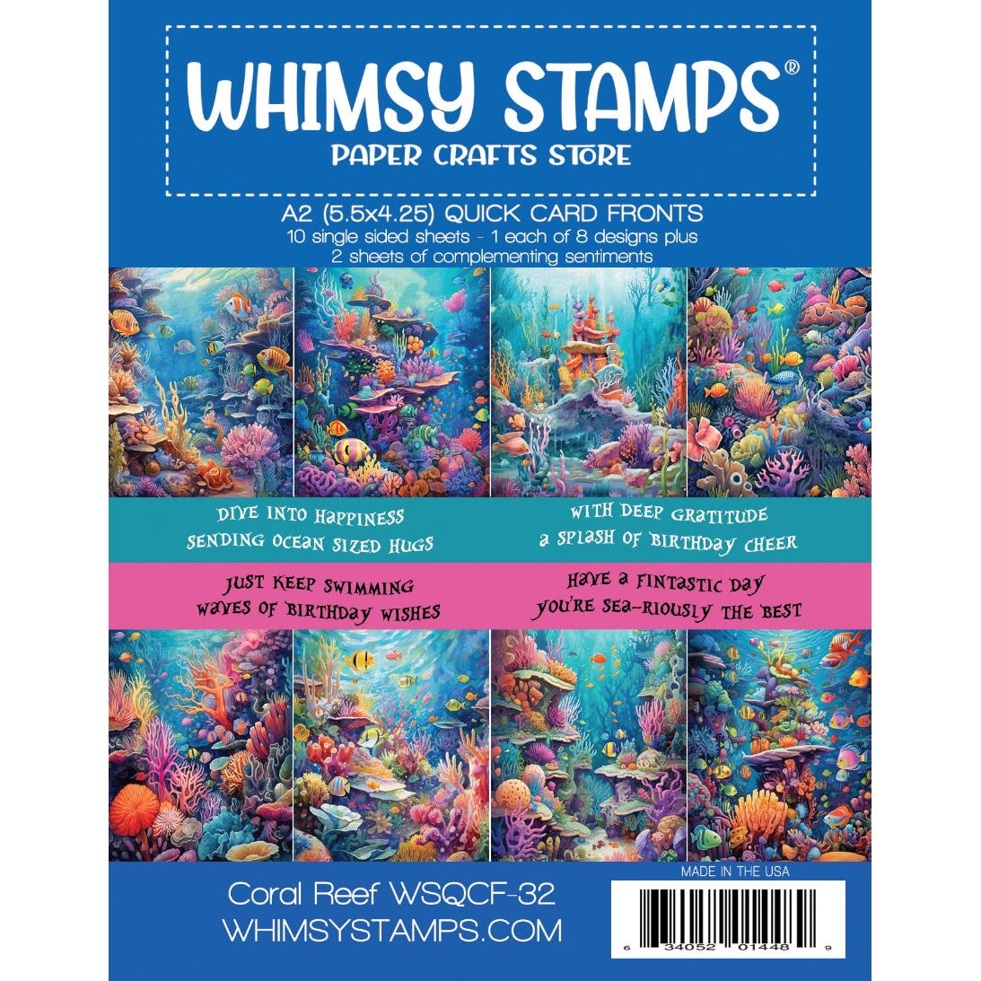 Whimsy Stamps Coral Reef Quick Card Fronts wsqcf-32