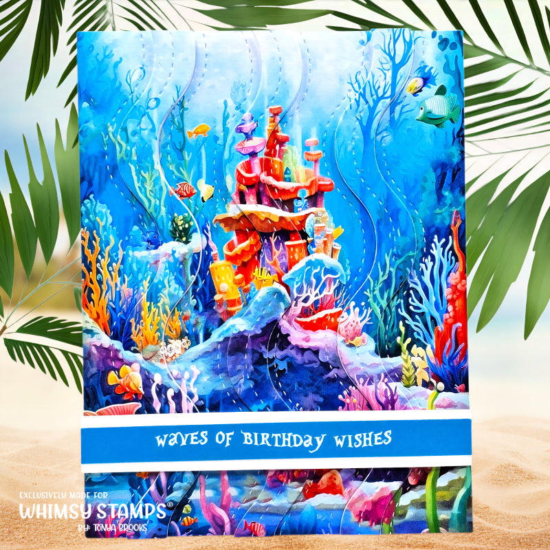 Whimsy Stamps Coral Reef Quick Card Fronts wsqcf-32 birthday wishes