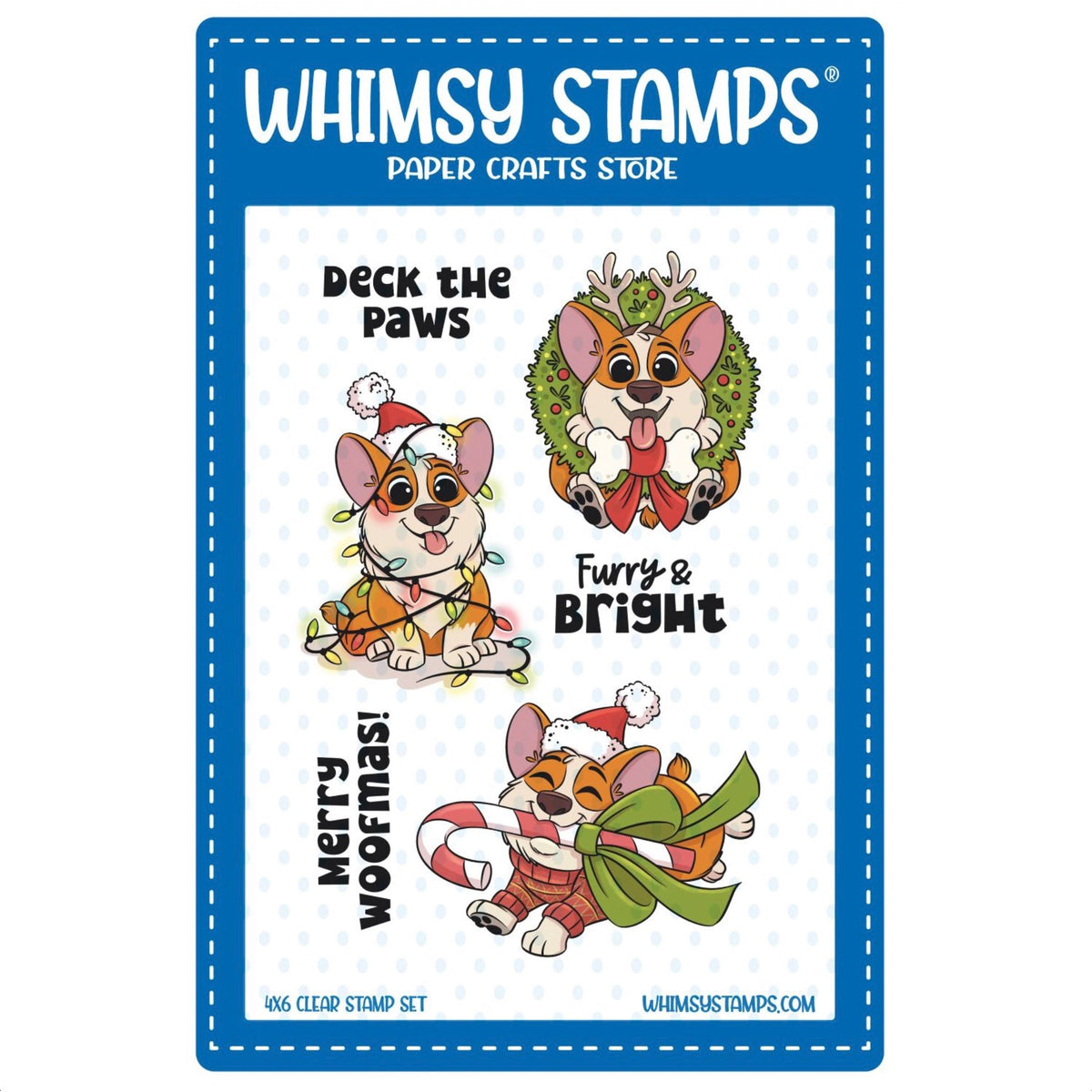 Whimsy Stamps Corgi Christmas Clear Stamps khb139b
