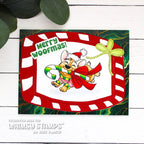 Whimsy Stamps Corgi Christmas Clear Stamps khb139b red striped frame green glitter bow card