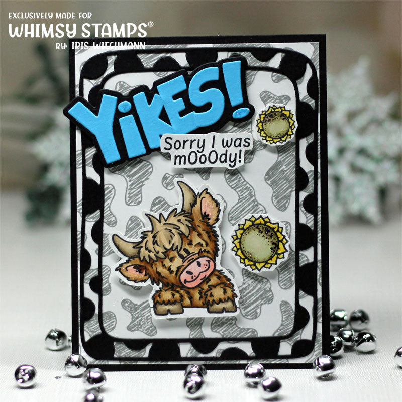 Whimsy Stamps Cow Crazy Clear Stamp and Die Set sunflowers