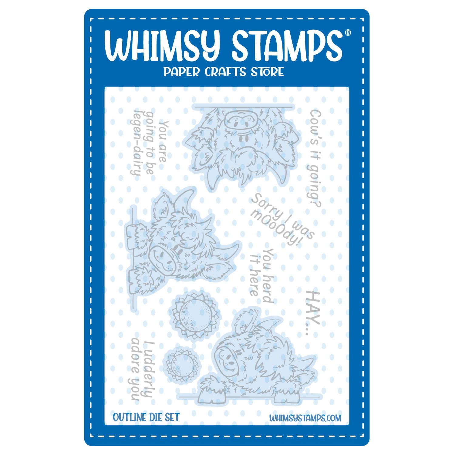 Whimsy Stamps Cow Crazy Outline Dies wsd255b