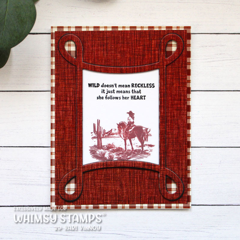 Whimsy Stamps Cowgirl Life Clear Stamps cwsd355a plaid background
