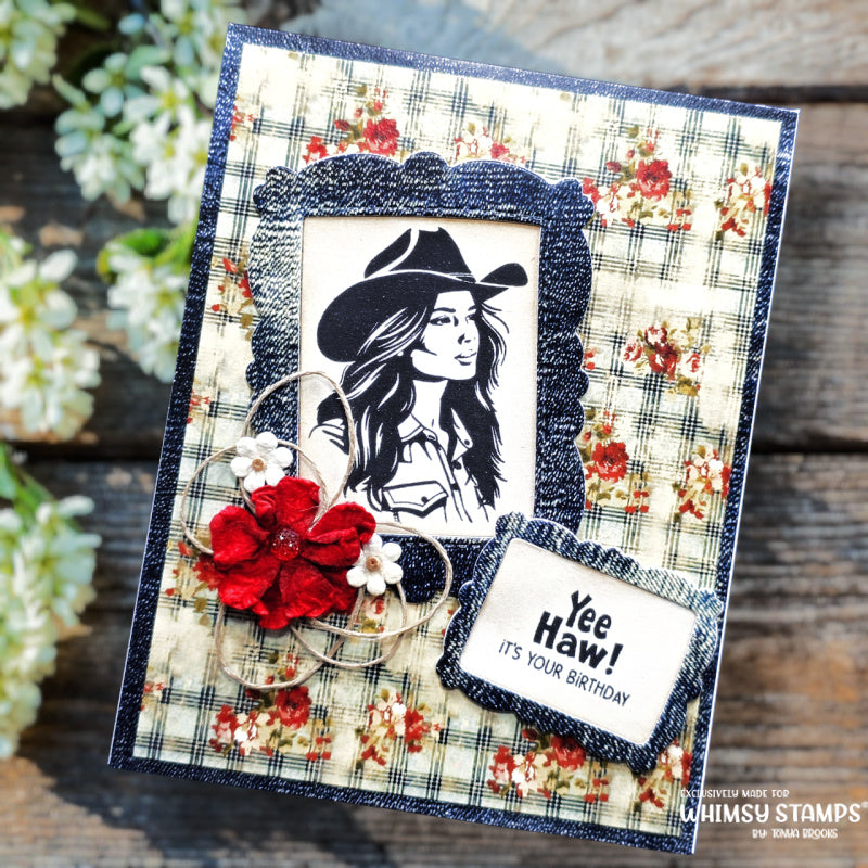 Whimsy Stamps Cowgirl Life Clear Stamps cwsd355a red flower