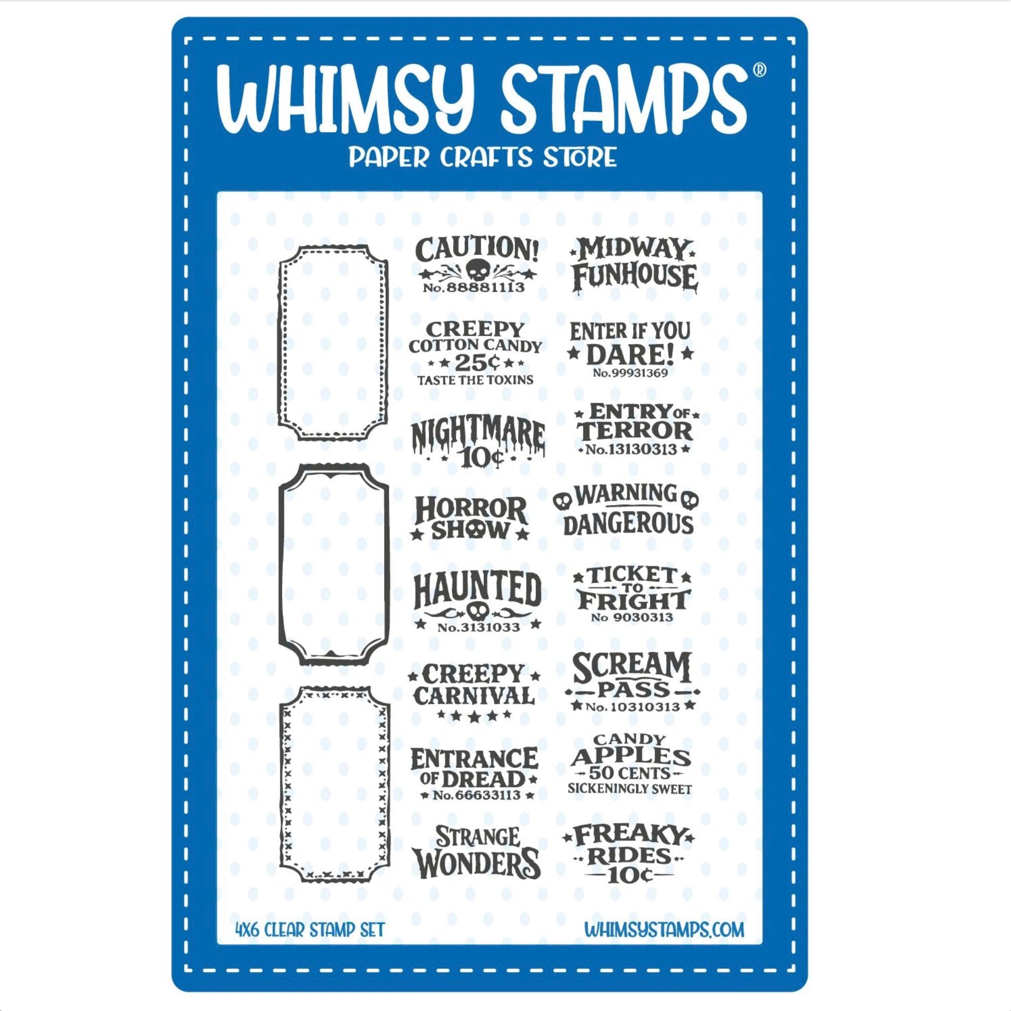 Whimsy Stamps Creepy Carnival Ticket Stubs Clear Stamps cwsd439a