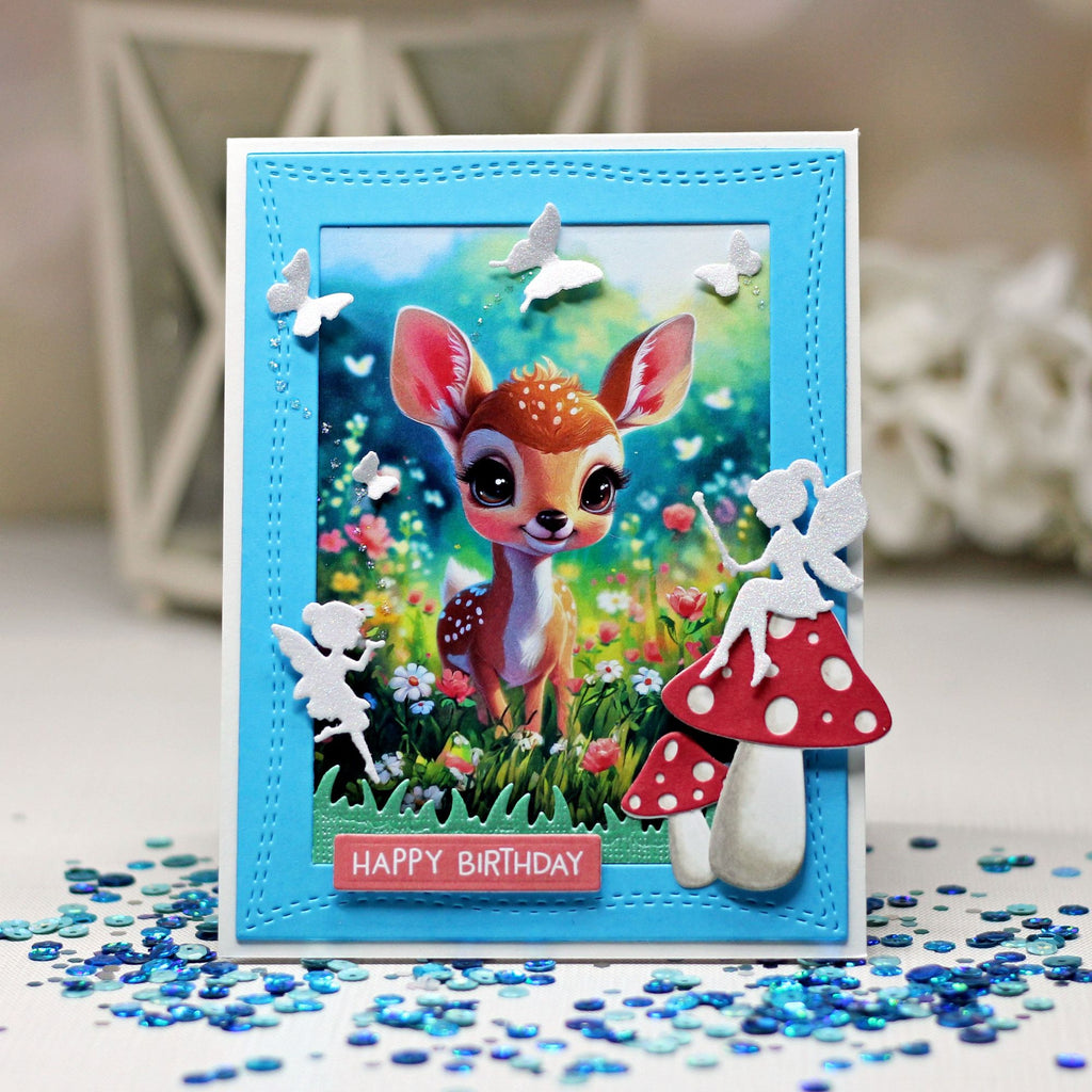 Whimsy Stamps Deer Friend Quick Card Fronts wsqcf-29 happy birthday