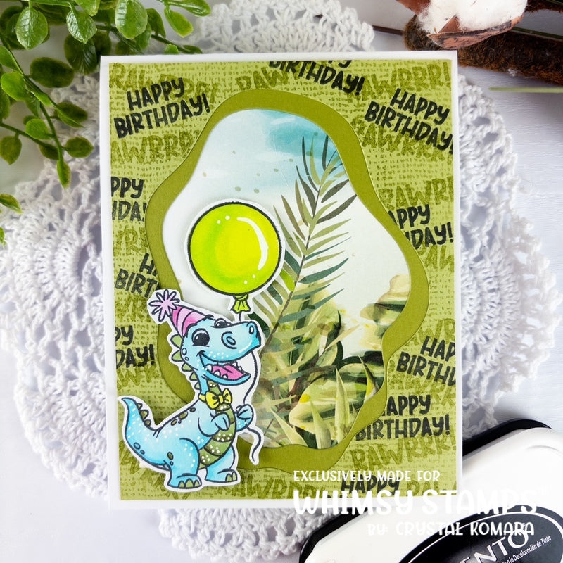 Whimsy Stamps Dino Birthdays Clear Stamps khb152a green balloons
