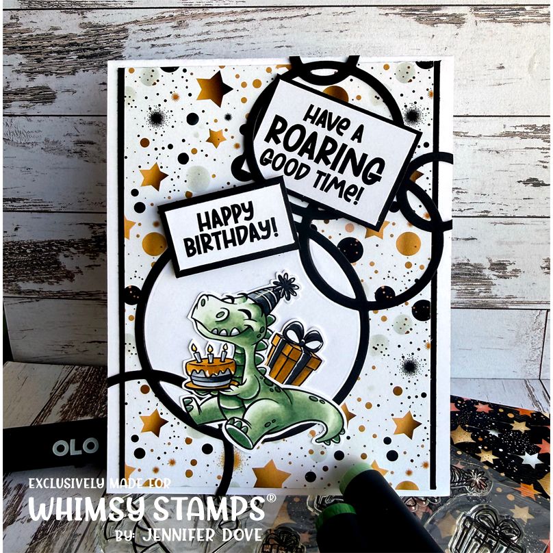 Whimsy Stamps Dino Birthdays Clear Stamps khb152a stars and dots