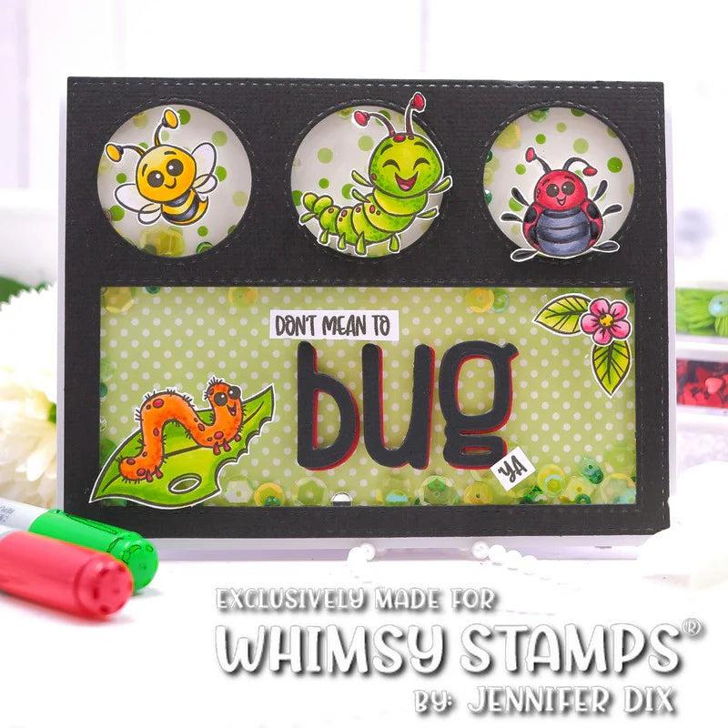 Whimsy Stamps Don't Mean to Bug Ya Clear Stamps khb135a shaker card