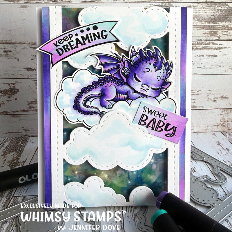 Whimsy Stamps Dragon Baby Clear Stamps cwsd283a purple dragon