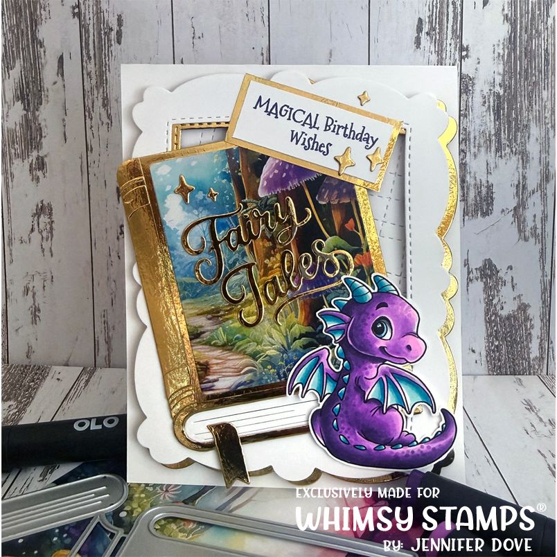 Whimsy Stamps Dragon Birthdays Clear Stamps c1305a magical birthday wishes card