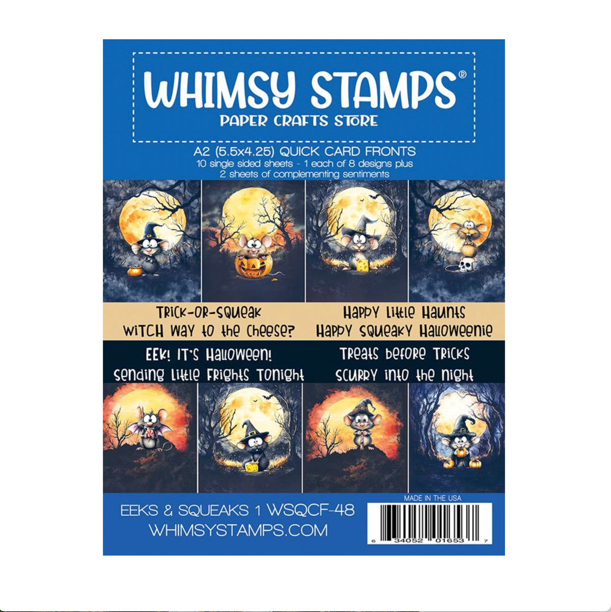 Whimsy Stamps Eeks and Squeaks 1 Quick Card Fronts wsqcf-48