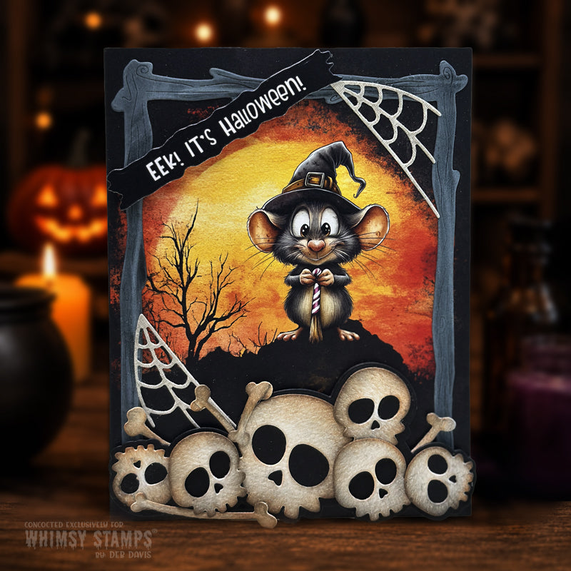 Whimsy Stamps Eeks and Squeaks 1 Quick Card Fronts wsqcf-48 it's halloween card