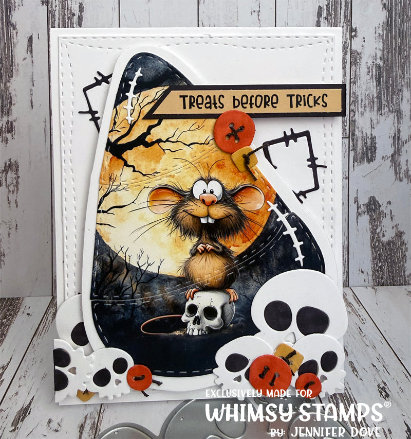 Whimsy Stamps Eeks and Squeaks 1 Quick Card Fronts wsqcf-48 skulls candy corn card