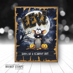 Whimsy Stamps Eeks and Squeaks 2 Quick Card Fronts wsqcf-49 full moon jack o lanterns card