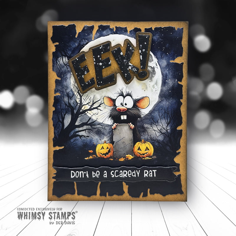 Whimsy Stamps Eeks and Squeaks 2 Quick Card Fronts wsqcf-49 full moon jack o lanterns card