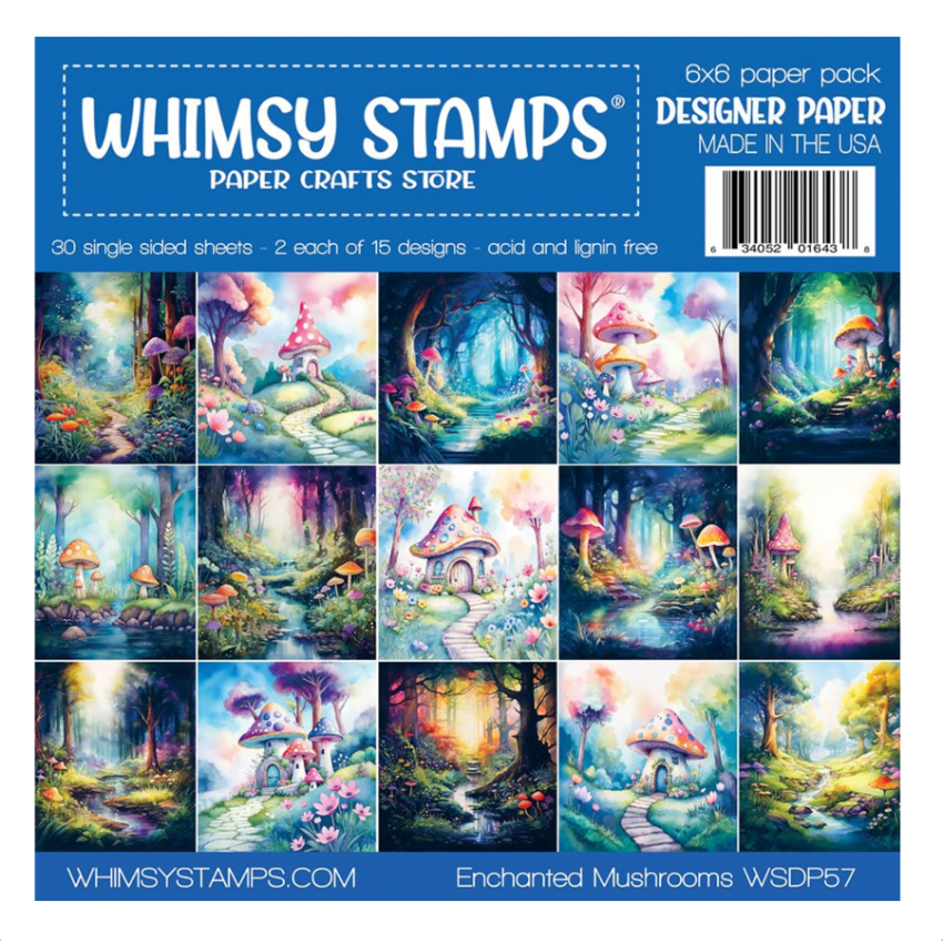 Whimsy Stamps Enchanted Mushrooms 6x6 inch Paper Pack wsdp57