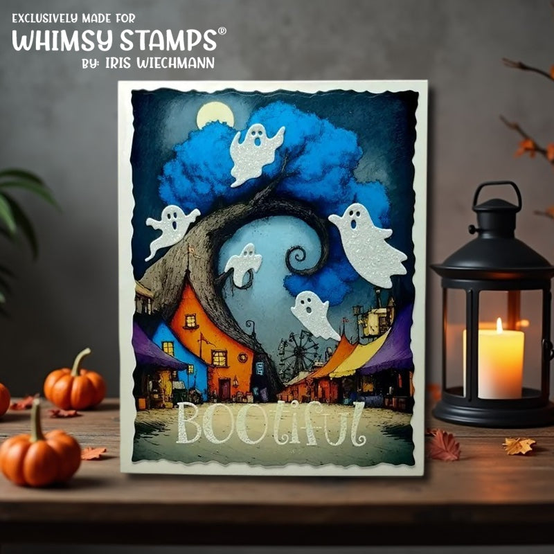 Whimsy Stamps Fangtastic Clear Stamp and Die Set colorful background card