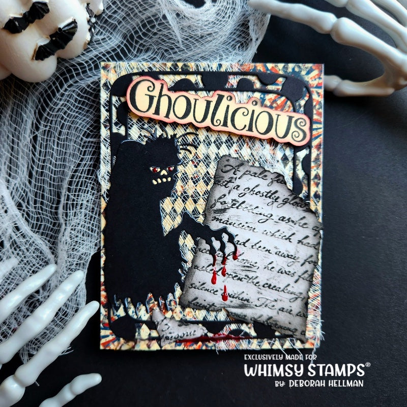 Whimsy Stamps Fangtastic Clear Stamp and Die Set spooky ghoul card