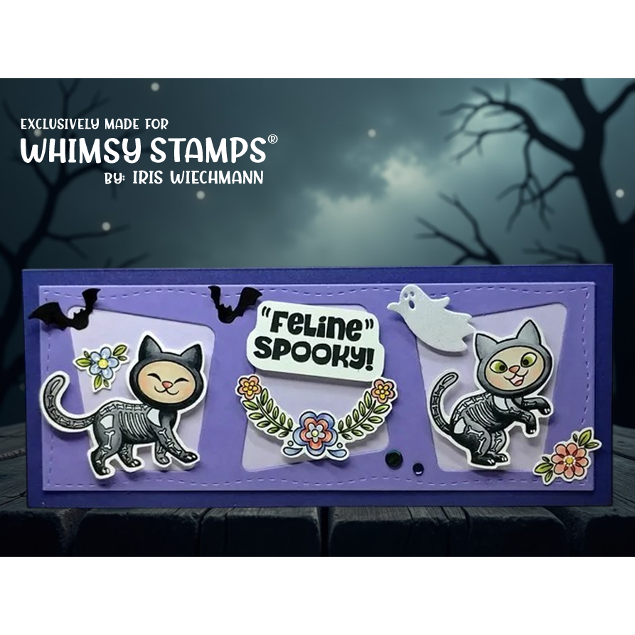 Whimsy Stamps Feline Spooky Clear Stamps khb130a bats and ghost spooky card