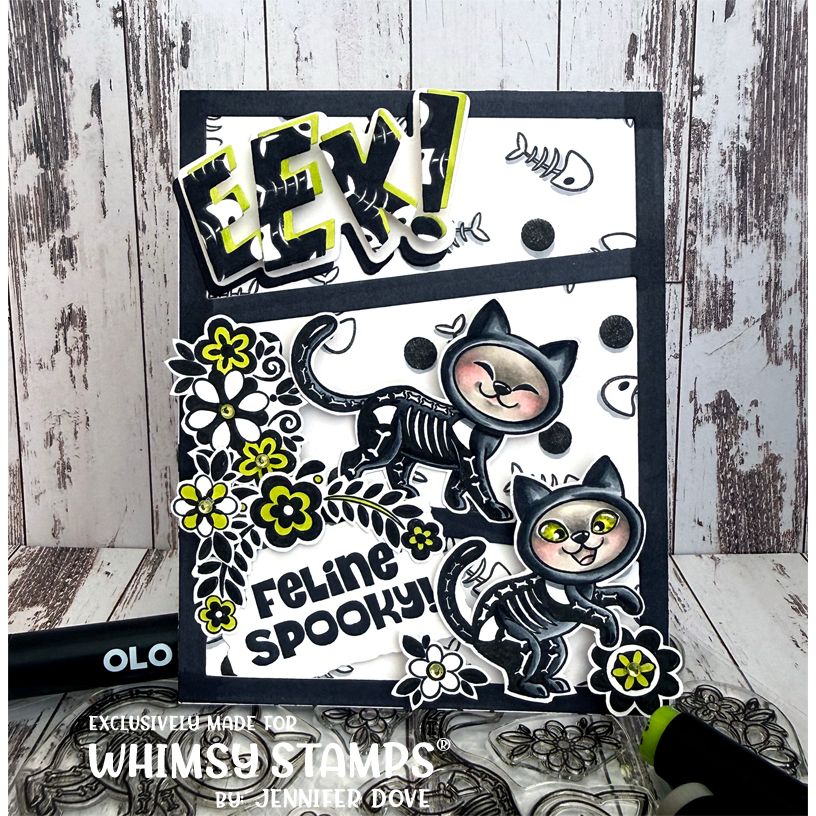 Whimsy Stamps Feline Spooky Clear Stamps khb130a eek spooky card