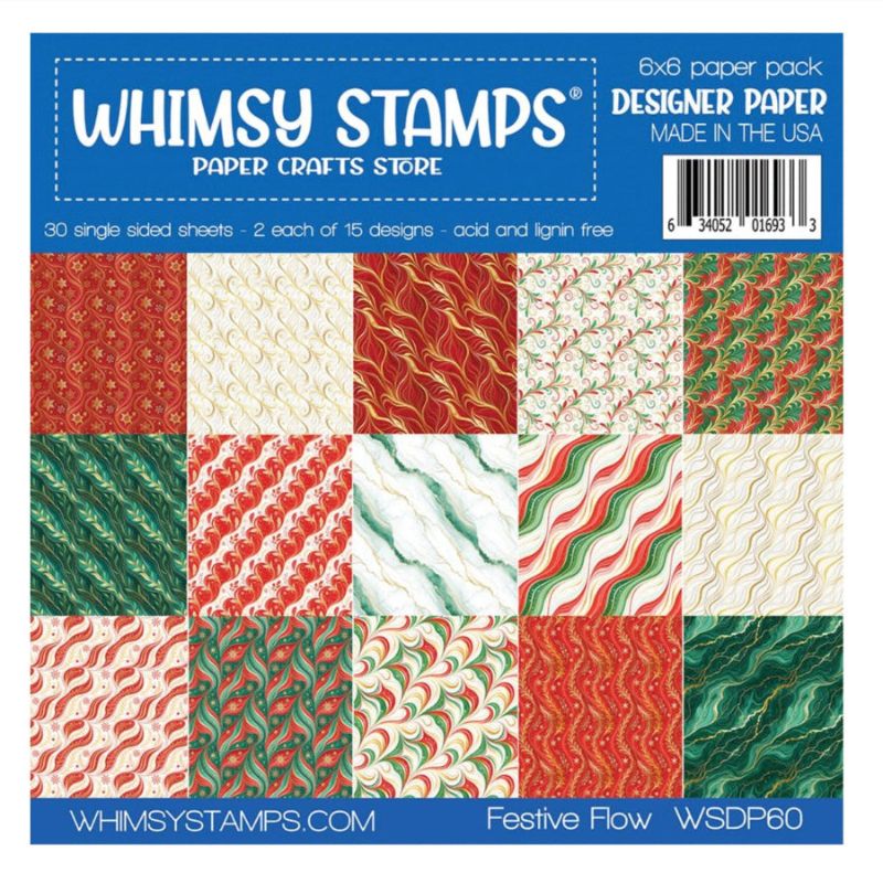 Whimsy Stamps Festive Flow 6x6 inch Paper Pack wsdp60
