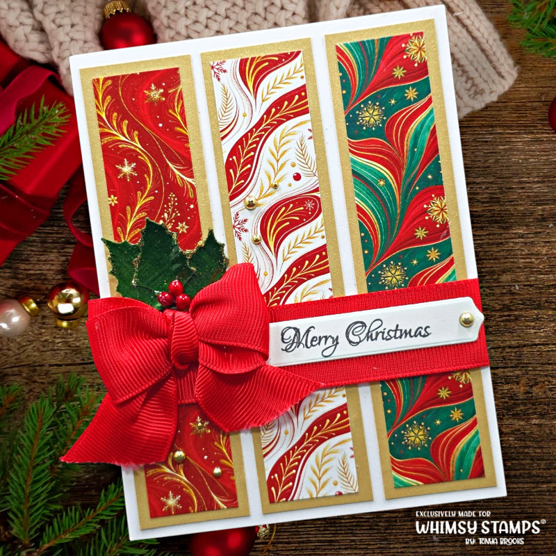 Whimsy Stamps Festive Flow 6x6 inch Paper Pack wsdp60 merry christmas red bow card