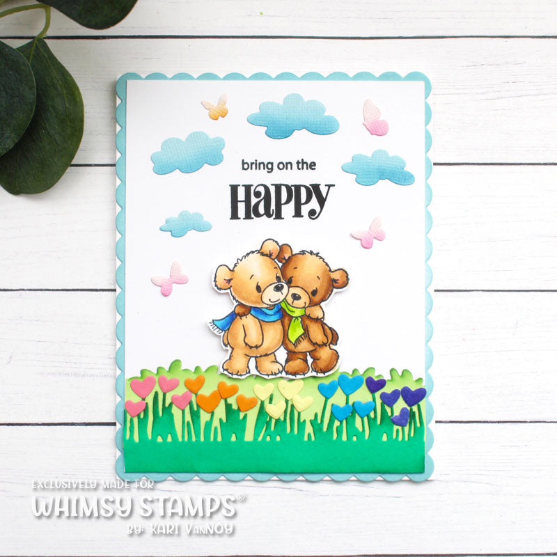 Whimsy Stamps Field of Butterflies Dies wsd141a cute bears in scarves